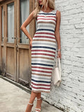 Slit Striped Round Neck Tank Dress • More Colors