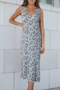 Leopard Sleeveless Slit Midi Dress • More Colors