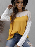 Color Block Round Neck Dropped Shoulder Sweater • More Colors