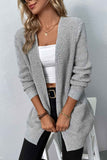 Rib-Knit Open Front Pocketed Cardigan • More Colors