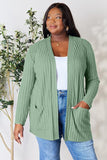 Basic Bae Ribbed Open Front Cardigan with Pockets • More Colors