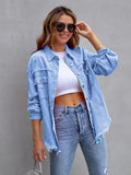 Relaxed Fit Distressed Denim Jacket • More Colors