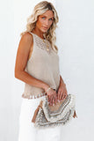 Openwork Tassel Hem Knit Tank • More Colors