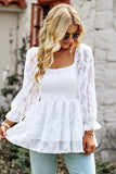 Smocked Square Neck Flounce Sleeve Blouse • More Colors
