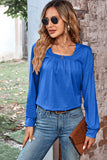 Ruched Square Neck Long Sleeve T-Shirt • More Colors