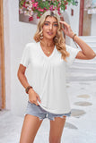 Ruched V-Neck Short Sleeve Tee • More Colors