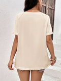 Round Neck Raglan Sleeve Fringe Detail Top • More Colors