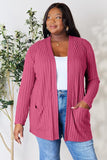 Basic Bae Ribbed Open Front Cardigan with Pockets • More Colors