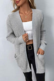 Rib-Knit Open Front Pocketed Cardigan • More Colors