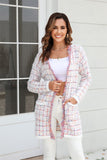 Plaid Fringe Trim Open Front Longline Cardigan • More Colors