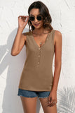 Buttoned Deep V Tank • More Colors