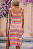 Striped Tie Shoulder Split Cover Up Dress • More Colors