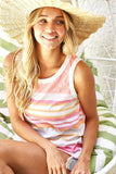Neon Triblend Jersey With Multi Stripe Block Tank
