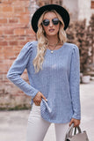 Round Neck Puff Sleeve Ribbed Top • More Colors