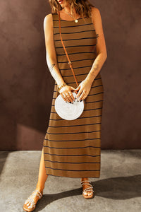 Striped Slit Sleeveless Maxi Dress • More Colors