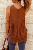 Lace Detail Button Back Sleeveless Top • More Colors