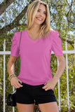 Puff Sleeve V-Neck Tee • More Colors
