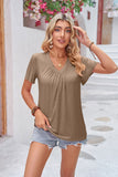 Ruched V-Neck Short Sleeve Tee • More Colors