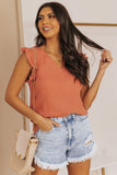 Ruffle Shoulder V-Neck Top • More Colors