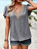 Contrast V-Neck Petal Sleeve Top • More Colors