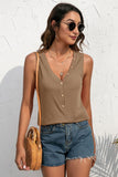 Buttoned Deep V Tank • More Colors