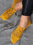 Leopard No-Show Socks - Mustard