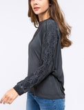 Timeless Zipper + Lace Top - Black