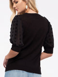 Gisele Pom Sleeve Top - Black