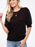 Gisele Pom Sleeve Top - Black