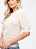 Gisele Pom Sleeve Top - Cream