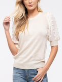 Gisele Pom Sleeve Top - Cream