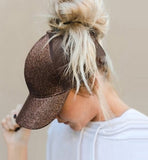 C.C High Pony/Messy Bun Ball Cap - Bronze Glitter