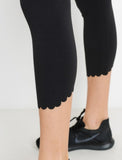 Scallop Hem Leggings - Black