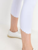 Scallop Hem Leggings - White