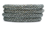Sleek Silver Glass Bead Bracelet