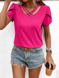Strappy V-Neck Petal Sleeve Top • More Colors