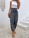 Paisley Print Smocked High-Waist Pants • More Colors