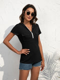 Half-Zip Short Sleeve Hooded Top • More Colors
