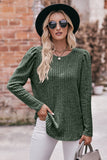 Round Neck Puff Sleeve Ribbed Top • More Colors