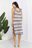 Striped Tie Shoulder Split Cover Up Dress • More Colors