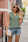 Eyelet Lace Trim Eyelash V-Neck Tank • More Colors