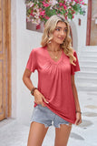 Ruched V-Neck Short Sleeve Tee • More Colors