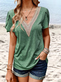 Contrast V-Neck Petal Sleeve Top • More Colors