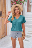 Ruched V-Neck Short Sleeve Tee • More Colors