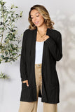 Basic Bae Ribbed Open Front Cardigan with Pockets • More Colors