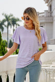 Eyelet Flutter Sleeve Round Neck Top • More Colors