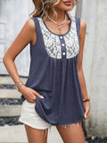 Lace Contrast Scoop Neck Tank • More Colors