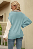 Color Block Round Neck Dropped Shoulder Sweater • More Colors