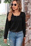 Ruched Square Neck Long Sleeve T-Shirt • More Colors