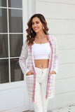 Plaid Fringe Trim Open Front Longline Cardigan • More Colors